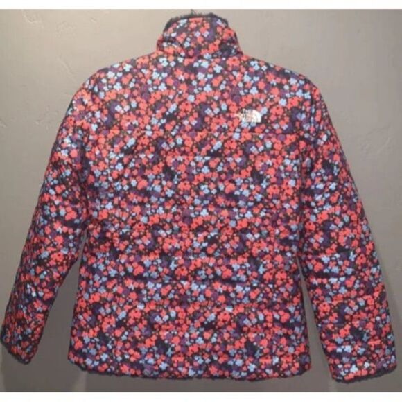 The North Face Reversible Children's Small (7/8) Floral/ Navy Blue Jacket Coat - Picture 8 of 8